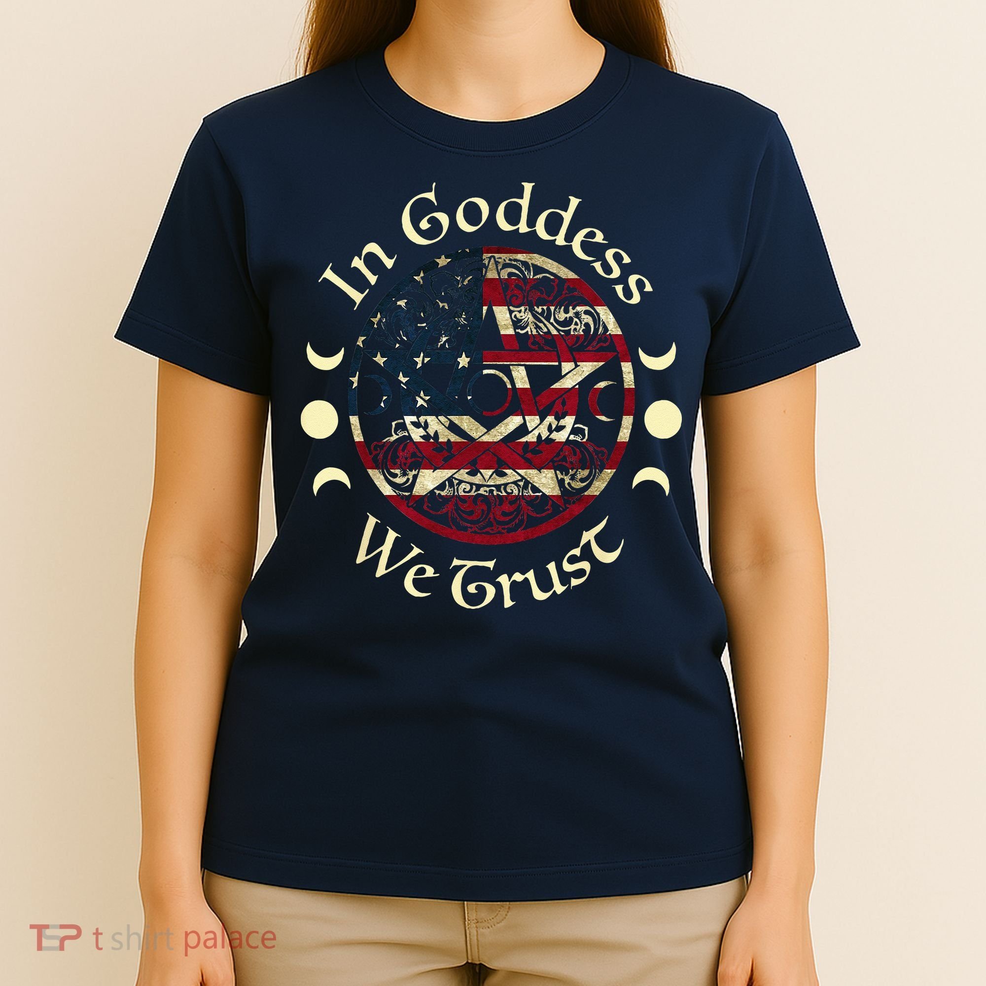 In Goddess We Trust Witch Lover American Flag T-Shirt