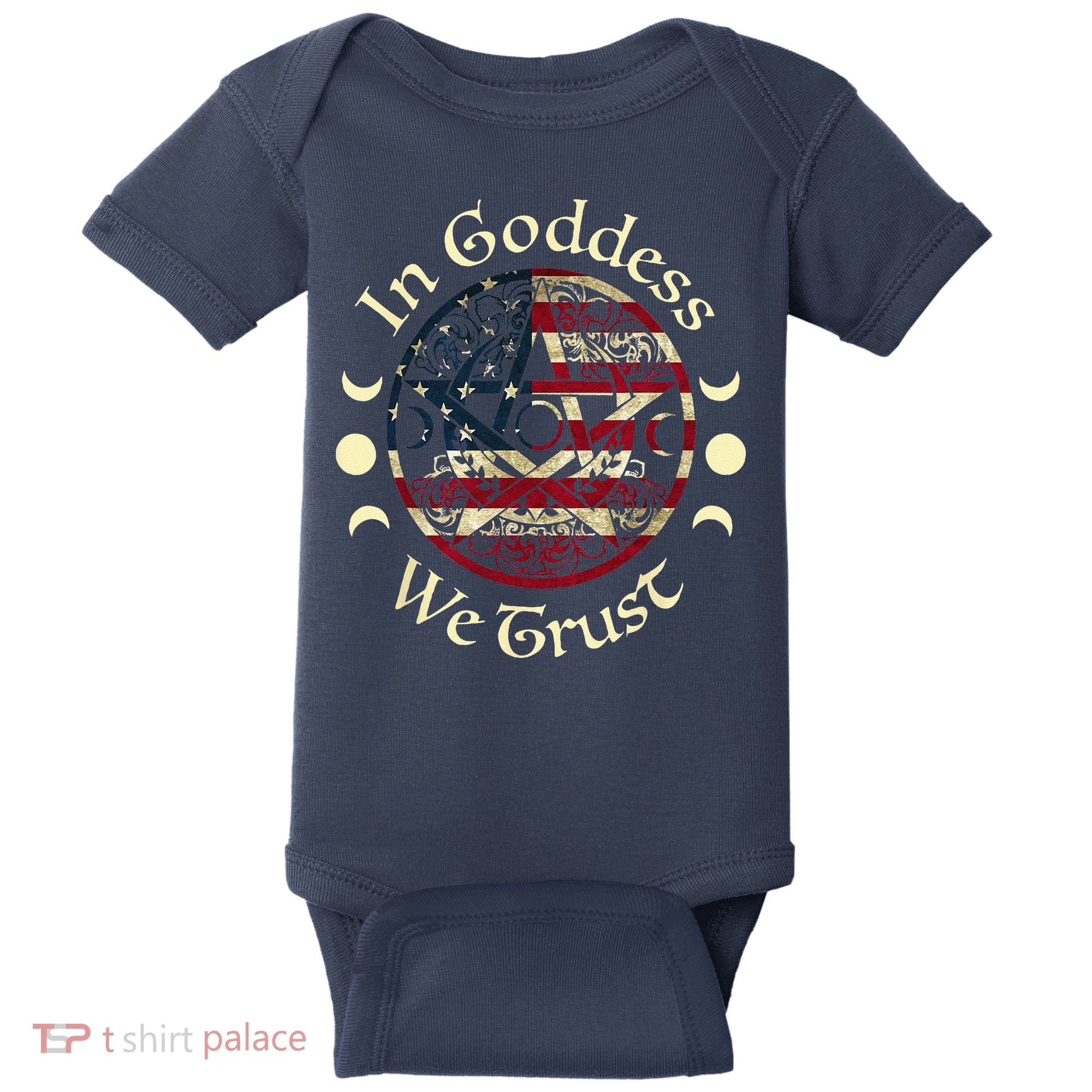In Goddess We Trust Witch Lover American Flag Baby Bodysuit