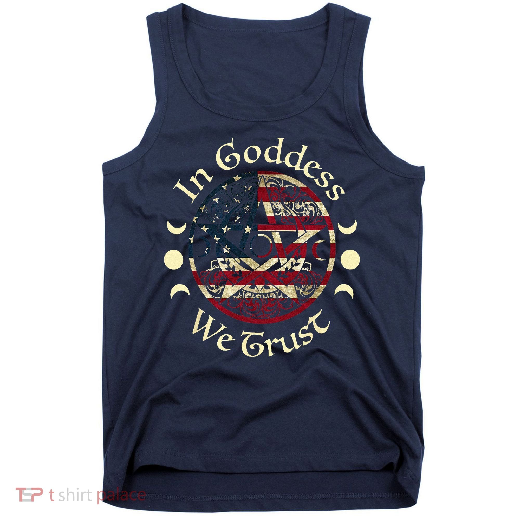 In Goddess We Trust Witch Lover American Flag Tank Top