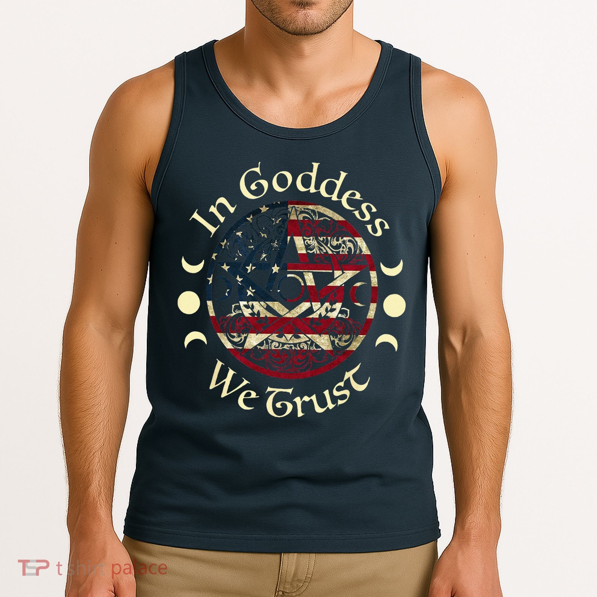 In Goddess We Trust Witch Lover American Flag Tank Top