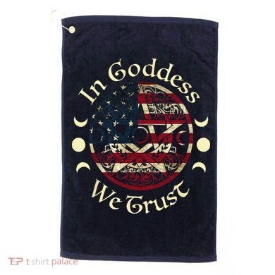 In Goddess We Trust Witch Lover American Flag Golf Towel