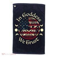 In Goddess We Trust Witch Lover American Flag Golf Towel thumb 0