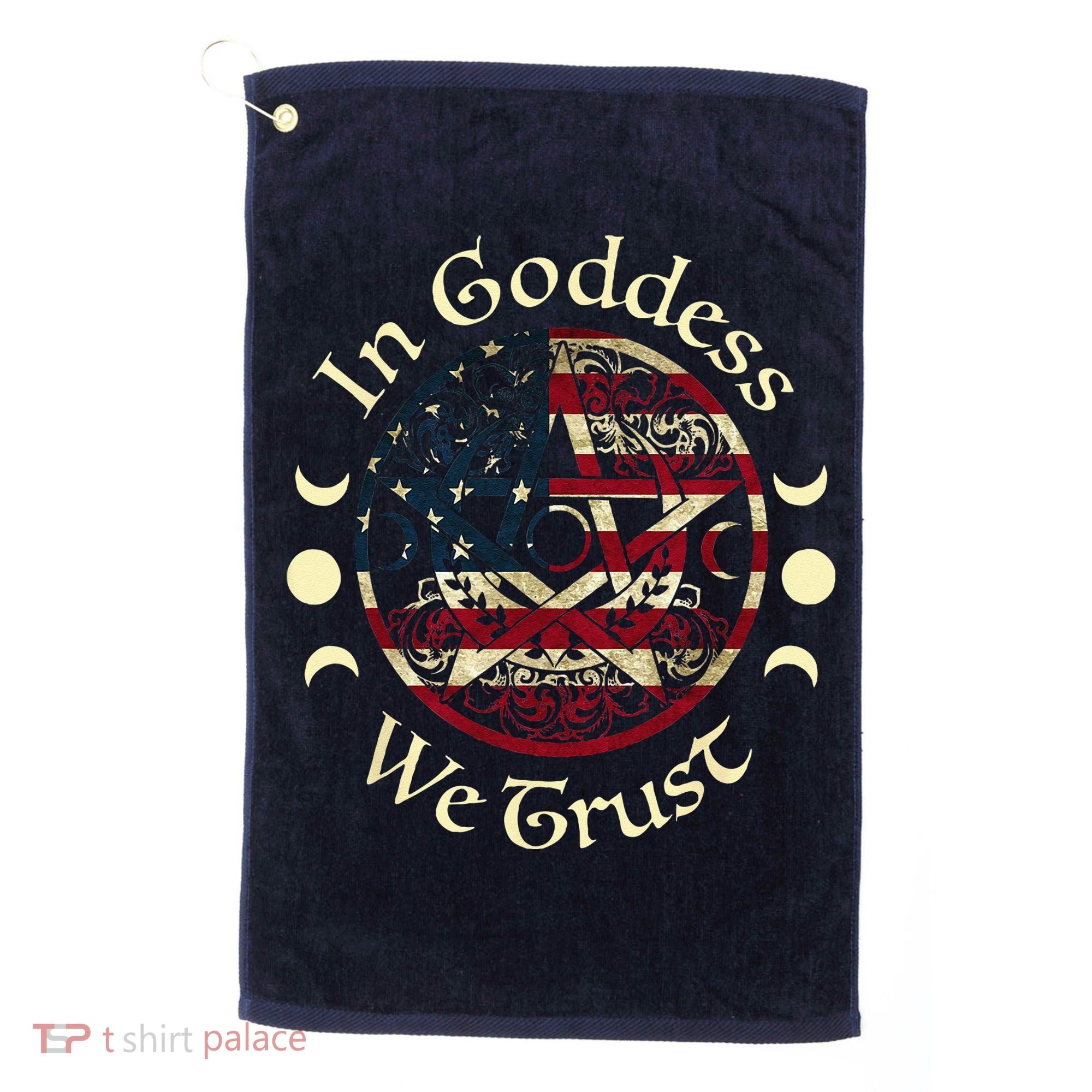 In Goddess We Trust Witch Lover American Flag Golf Towel