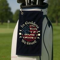 In Goddess We Trust Witch Lover American Flag Golf Towel thumb 2