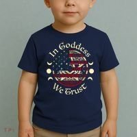In Goddess We Trust Witch Lover American Flag Toddler T-Shirt thumb 2