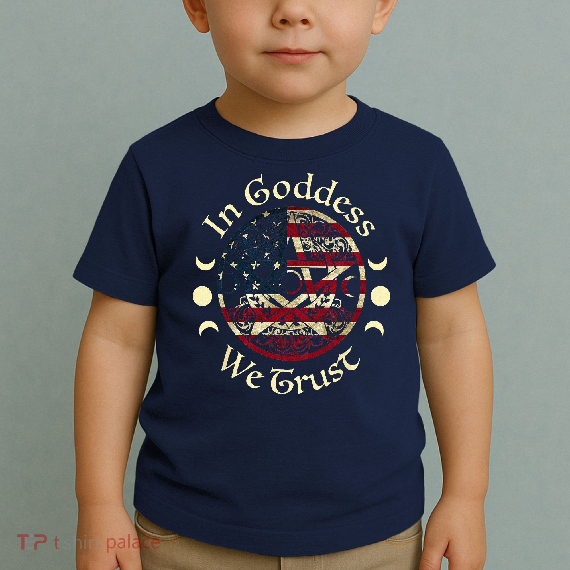 In Goddess We Trust Witch Lover American Flag Toddler T-Shirt