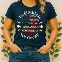 In Goddess We Trust Witch Lover American Flag Women's T-Shirt thumb 2