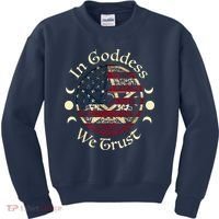 In Goddess We Trust Witch Lover American Flag Kids Sweatshirt thumb 0