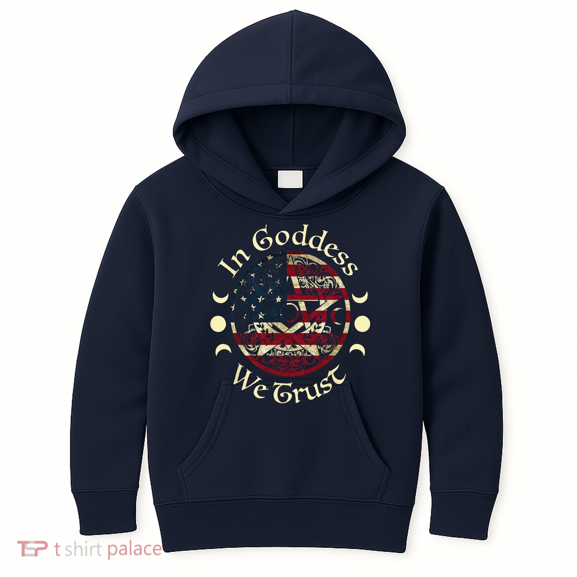 In Goddess We Trust Witch Lover American Flag Kids Hoodie