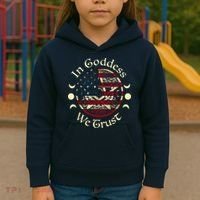 In Goddess We Trust Witch Lover American Flag Kids Hoodie thumb 3