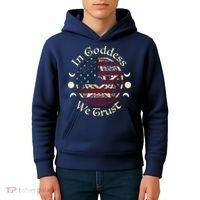 In Goddess We Trust Witch Lover American Flag Kids Hoodie thumb 4
