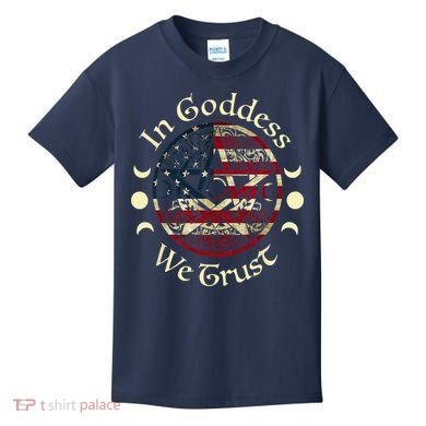 In Goddess We Trust Witch Lover American Flag Kids T-Shirt
