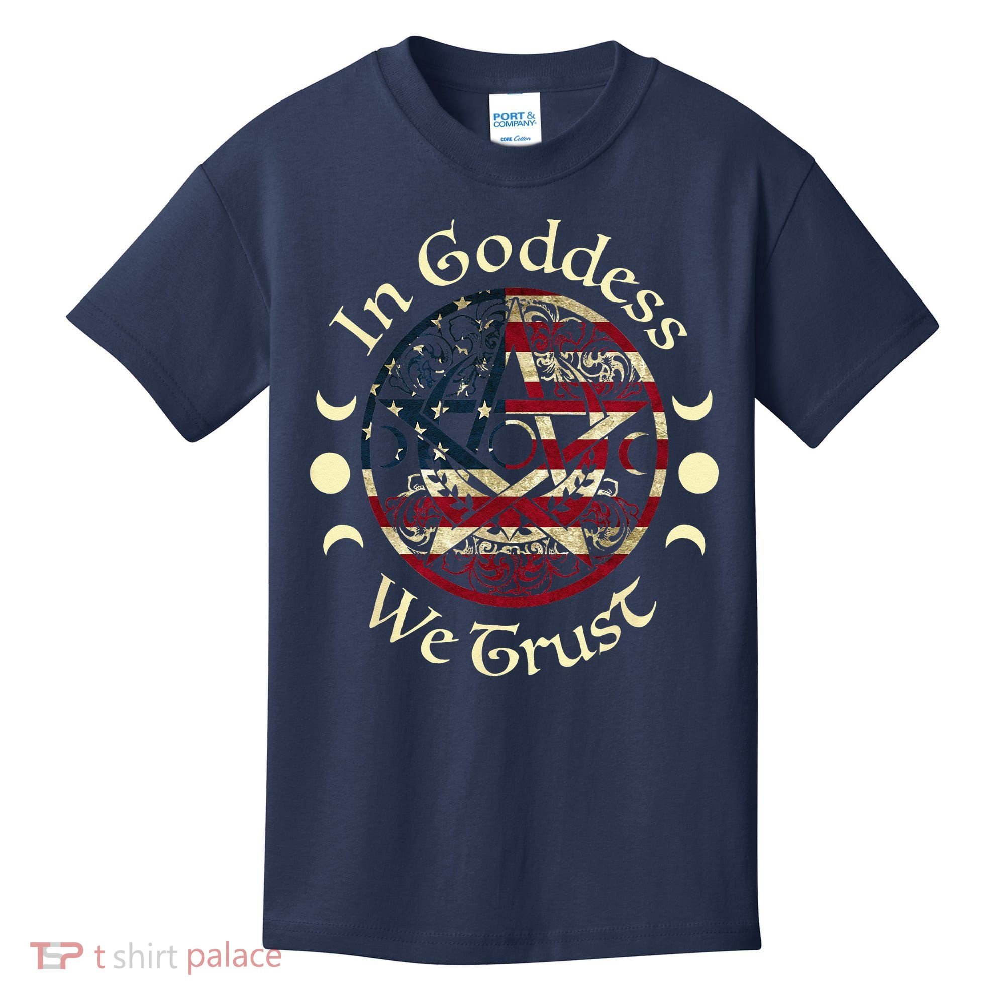 In Goddess We Trust Witch Lover American Flag Kids T-Shirt