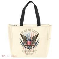In God We Trust Guns Are Just Backup American Flag Tote Bag thumb 0
