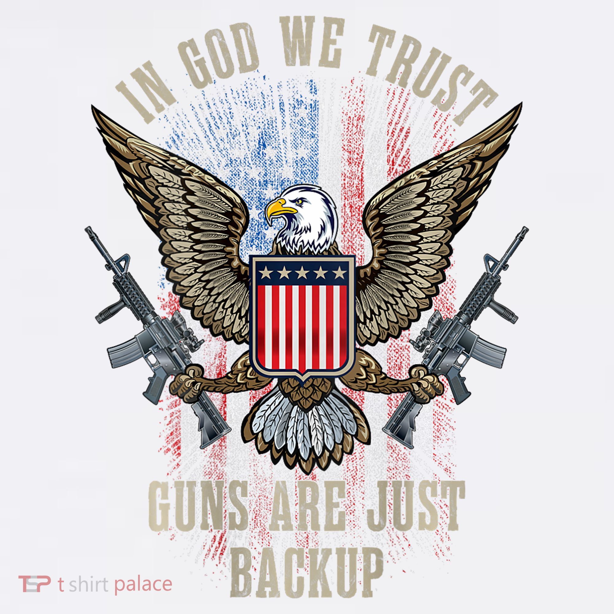 In God We Trust Guns Are Just Backup American Flag Polo