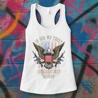 In God We Trust Guns Are Just Backup American Flag Women's Tank Top thumb 3
