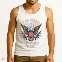 In God We Trust Guns Are Just Backup American Flag Tank Top thumb 3