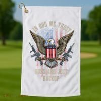 In God We Trust Guns Are Just Backup American Flag Golf Towel thumb 1