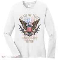 In God We Trust Guns Are Just Backup American Flag Women's Long Sleeve Shirt thumb 0