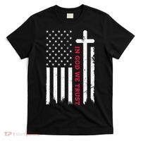In God We Trust With Patriotic Vintage American Flag T-Shirt thumb 0