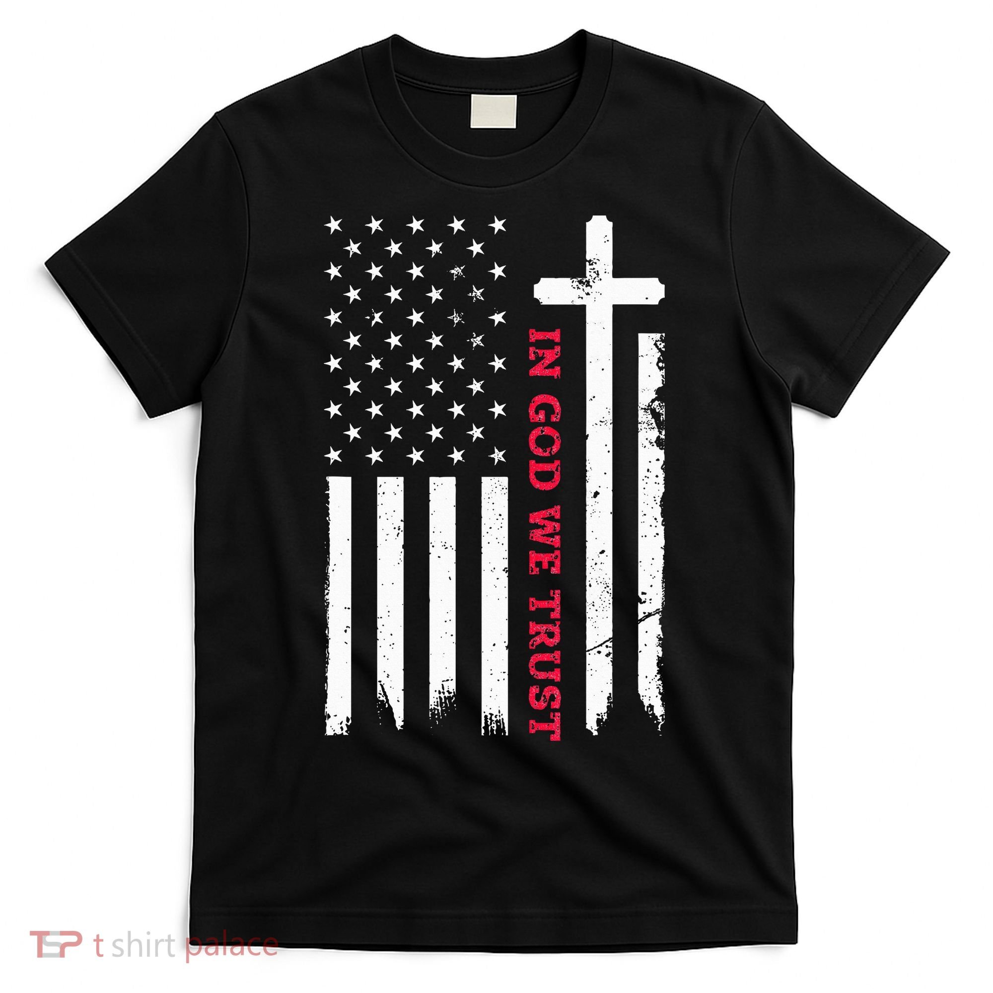 In God We Trust With Patriotic Vintage American Flag T-Shirt