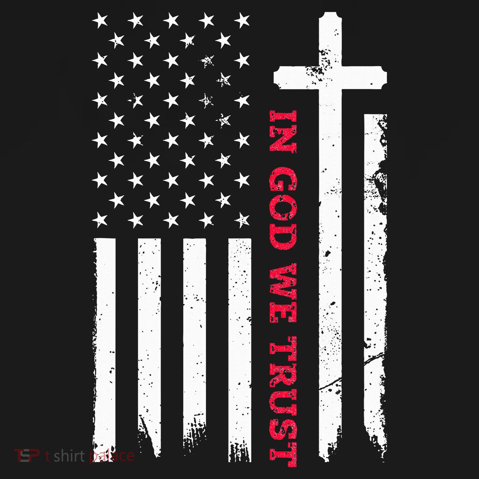 In God We Trust With Patriotic Vintage American Flag T-Shirt