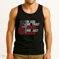 In God We Trust Guns Are Just Backup Patriotic Tank Top thumb 3