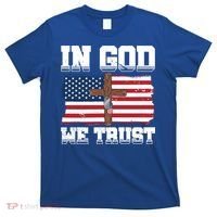 In God We Trust American Flag Jesus Faith Holy Cross Meaningful Gift T-Shirt thumb 0