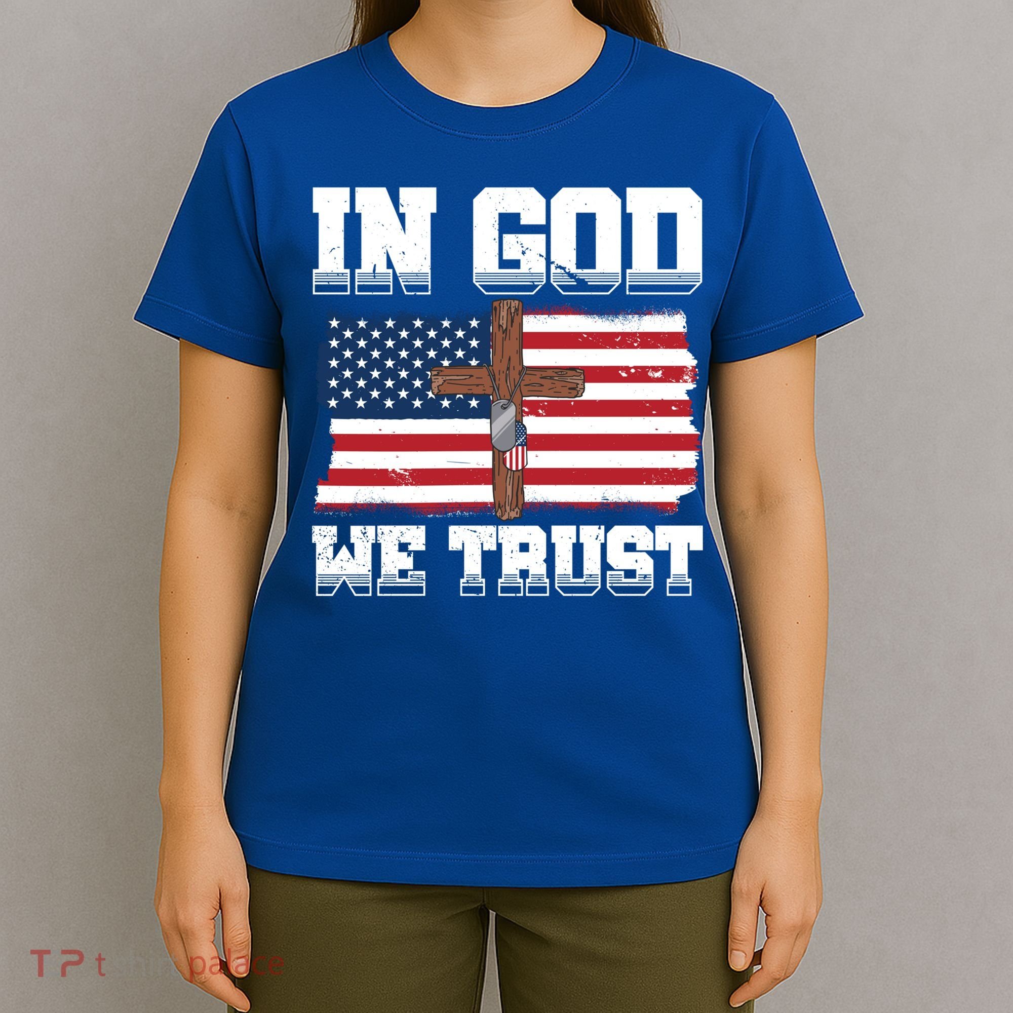 In God We Trust American Flag Jesus Faith Holy Cross Meaningful Gift T-Shirt