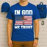 In God We Trust American Flag Jesus Faith Holy Cross Meaningful Gift T-Shirt thumb 6