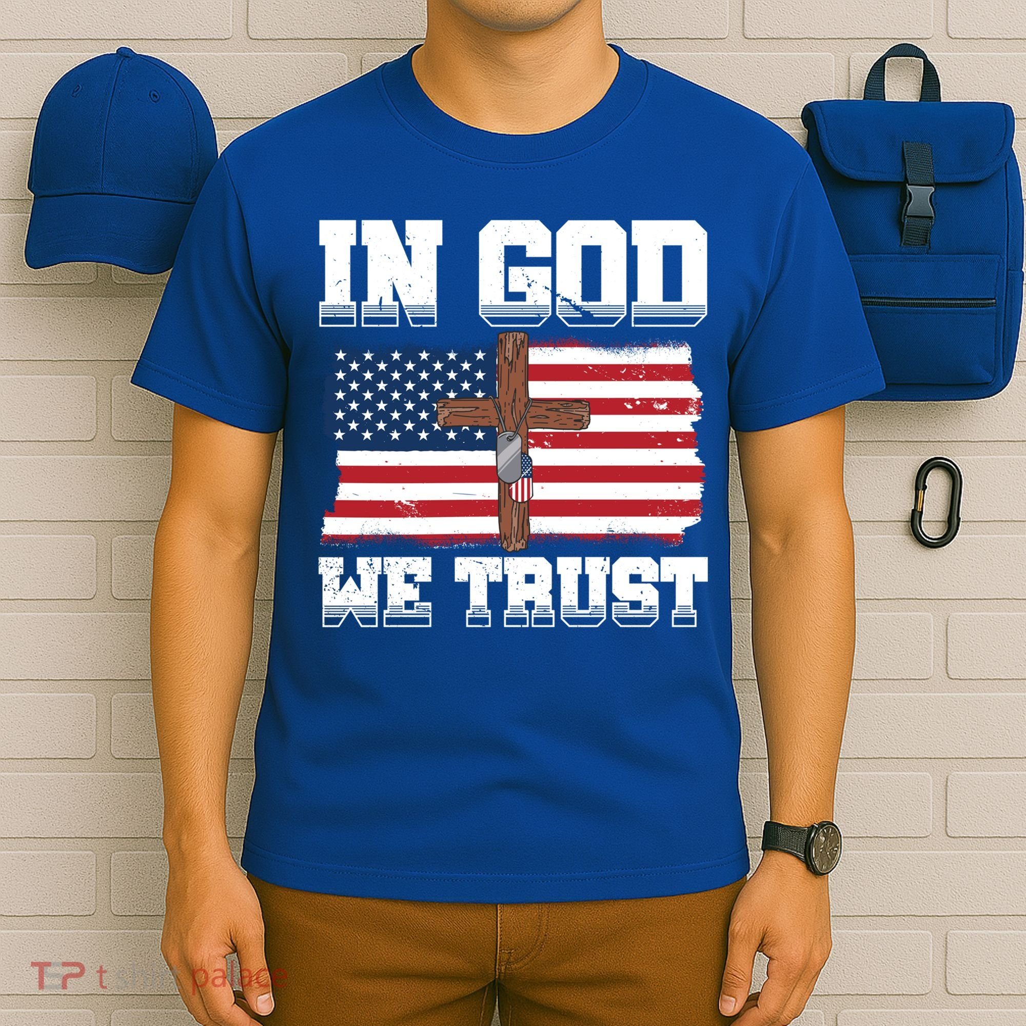 In God We Trust American Flag Jesus Faith Holy Cross Meaningful Gift T-Shirt