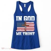 In God We Trust American Flag Jesus Faith Holy Cross Meaningful Gift Women's Tank Top thumb 0