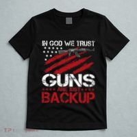 In God We Trust Guns Are Just Backup Patriotic T-Shirt thumb 5