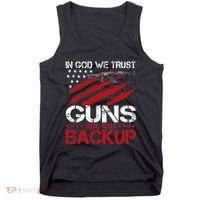 In God We Trust Guns Are Just Backup Patriotic Tank Top thumb 0