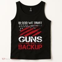 In God We Trust Guns Are Just Backup Patriotic Tank Top thumb 2