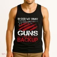 In God We Trust Guns Are Just Backup Patriotic Tank Top thumb 3
