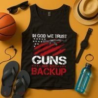 In God We Trust Guns Are Just Backup Patriotic Tank Top thumb 4