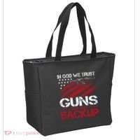 In God We Trust Guns Are Just Backup Patriotic Tote Bag thumb 2