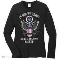 In God We Trust Guns Are Just Backup Women's Long Sleeve Shirt thumb 0