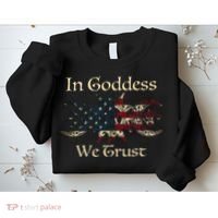 in goddess we trust witch lover american flag Sweatshirt thumb 2