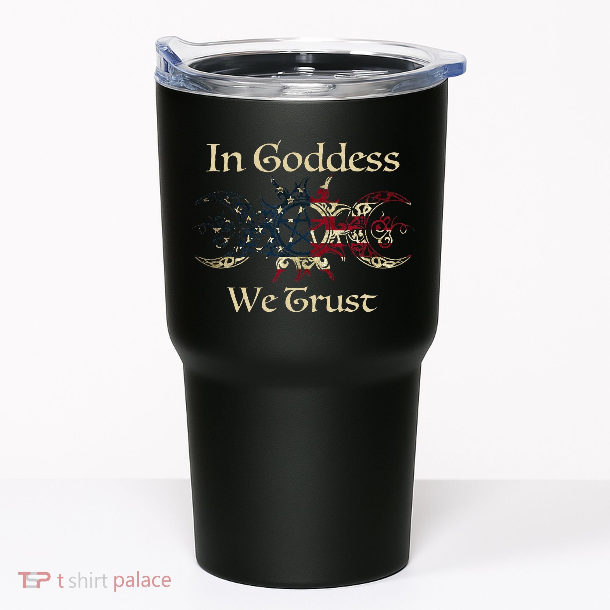 in goddess we trust witch lover american flag Tumbler