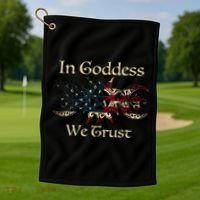 in goddess we trust witch lover american flag Golf Towel thumb 1
