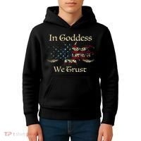 in goddess we trust witch lover american flag Kids Hoodie thumb 4