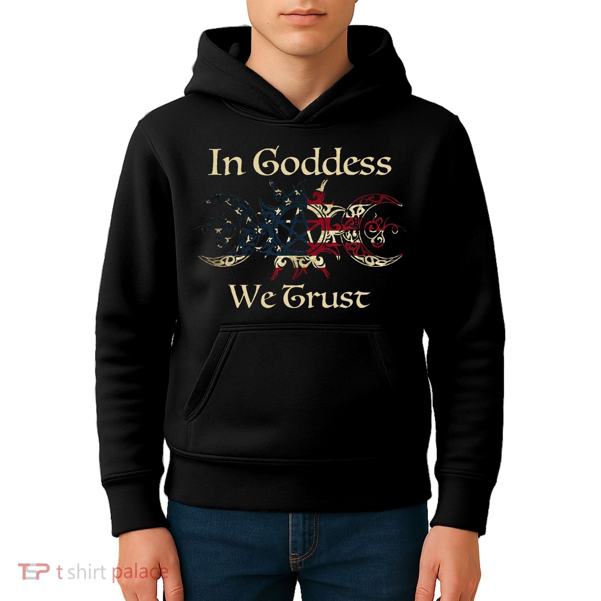 in goddess we trust witch lover american flag Kids Hoodie