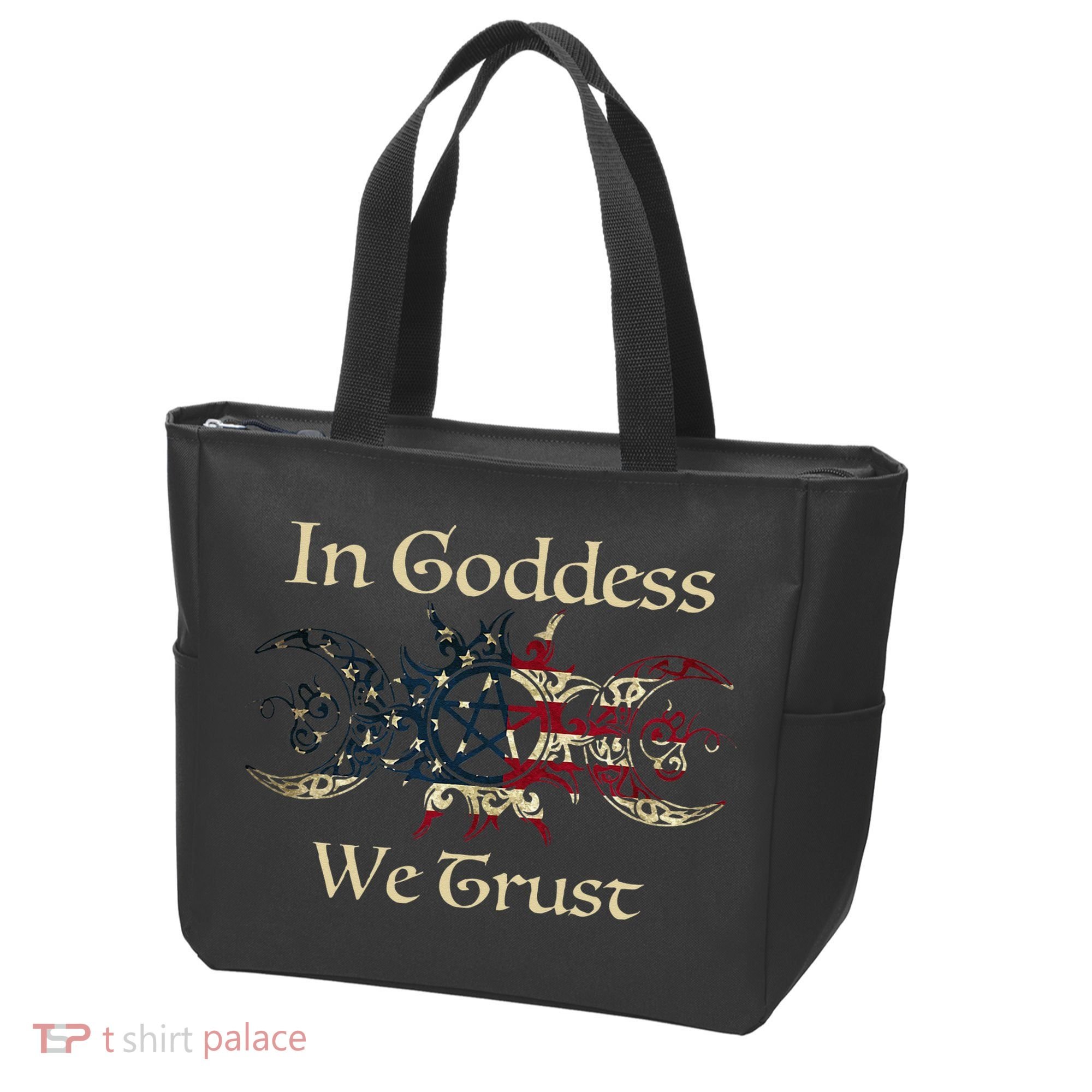 in goddess we trust witch lover american flag Tote Bag