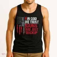 In God We Trust Guns Are Just Backup Patriotic Tank Top thumb 3