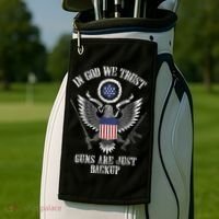 In God We Trust Guns Are Just Backup Golf Towel thumb 2