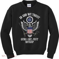 In God We Trust Guns Are Just Backup Kids Sweatshirt thumb 0