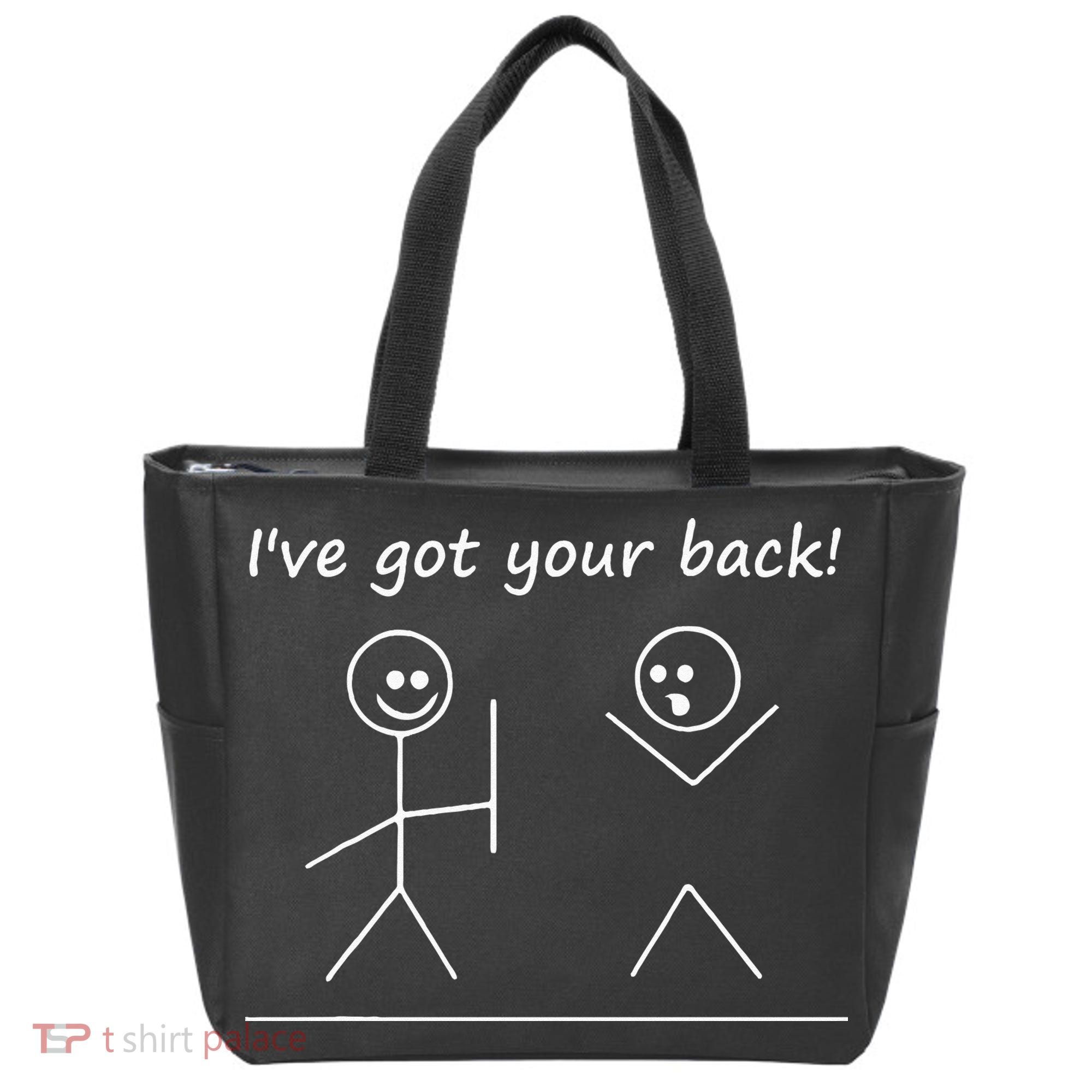 I Got Your Back Stick Figure Graphic Friendship Sarcastic Tote Bag