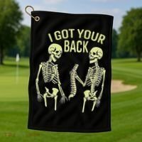 I Got Your Back Halloween Skeleton Skull Sarcastic Golf Towel thumb 1